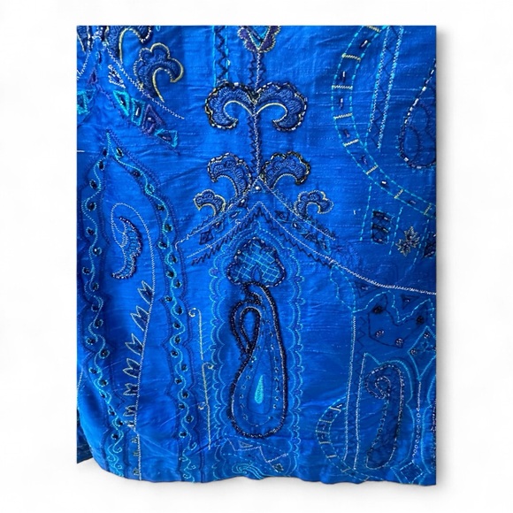 Vintage CHICO’S Embellished Blue Silk Beaded Jacket Size 0 (Sz 4) EUC - Picture 9 of 10